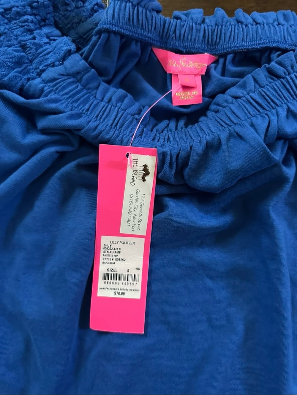 Lilly Pulitzer Fayette Off-The-Shoulder Top Blue size Small-NWT - Picture 6 of 8